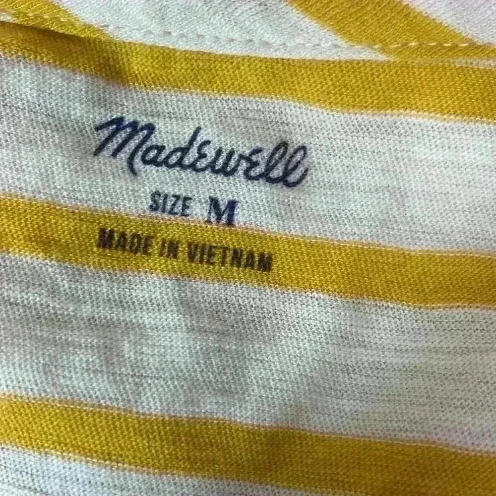 Madewell, yellow Whisper Cotton V-Neck Pocket Tank in Baker Stripe medium - Picture 5 of 5